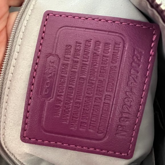 Coach Dotted OP Art Ashley Satchel Bag Purple pink cranberry silver hardware zip - Picture 7 of 8